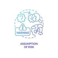 2D gradient assumption of risk thin line icon concept, isolated vector, blue illustration representing product liability. vector