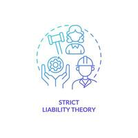 2D gradient strict liability theory thin line icon concept, isolated vector, blue illustration representing product liability. vector