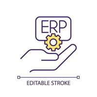 Editable regulatory compliance icon representing enterprise resource planning, isolated vector, thin line multicolor illustration. vector