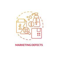 2D gradient marketing defects thin line icon concept, isolated vector, red illustration representing product liability. vector