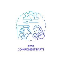 2D gradient test component parts thin line icon concept, isolated vector, blue illustration representing product liability. vector