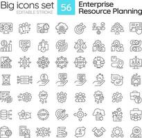 2D editable big icons set representing enterprise resource planning, isolated vector, black linear illustration. vector