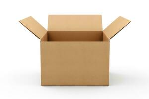 Open cardboard box mockup on a white background photo