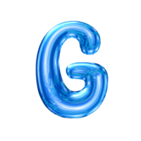 G font alphabet with y2k liquid sea blue chrome effect png