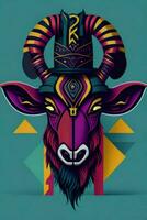 A detailed illustration of a Goat for a t-shirt design, wallpaper and fashion photo