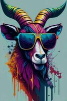 A detailed illustration of a Goat for a t-shirt design, wallpaper and fashion photo