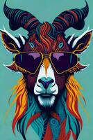 A detailed illustration of a Goat for a t-shirt design, wallpaper and fashion photo