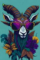 A detailed illustration of a Goat for a t-shirt design, wallpaper and fashion photo