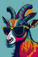A detailed illustration of a Goat for a t-shirt design, wallpaper and fashion photo