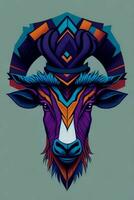 A detailed illustration of a Goat for a t-shirt design, wallpaper and fashion photo