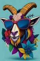 A detailed illustration of a Goat for a t-shirt design, wallpaper and fashion photo