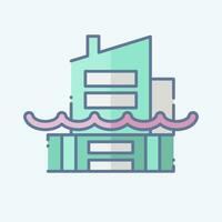 Icon Sea Level Rise. related to Climate Change symbol. doodle style. simple design editable. simple illustration vector