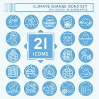 Icon Set Climate Change. related to Science symbol. blue eyes style. simple design editable. simple illustration vector