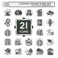 Icon Set Climate Change. related to Science symbol. comic style. simple design editable. simple illustration vector