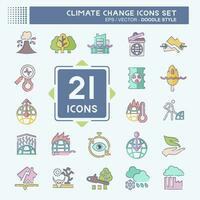 Icon Set Climate Change. related to Science symbol. doodle style. simple design editable. simple illustration vector