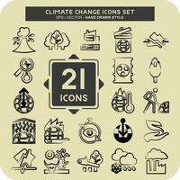 Icon Set Climate Change. related to Science symbol. hand drawn style. simple design editable. simple illustration vector