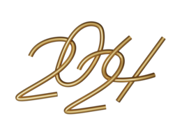 new year 2024 gold number png