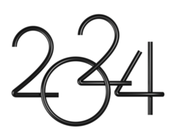new year 2024 black number png