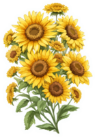 Soleil fleur bouquet clipart avec ai génératif png