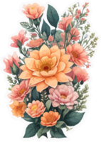 fleur bouquet agrafe art avec ai génératif png