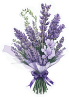 Lavender Flower Bouquet Illustration AI Generative png