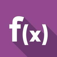 función fx plano icono con largo sombra. sencillo matemáticas icono pictograma vector ilustración. colegio sujeto, cálculo, problema, función, fórmula, matemáticas símbolo, matemáticas concepto. logo diseño