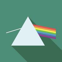 Prism flat icon with long shadow. Simple prism with rainbow Physics icon pictogram vector illustration. School subject, experiment, study, optical, physics concept. Logo design