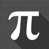 Pi flat icon with long shadow. Simple white Pi symbol with a long digits of Pi number on the background icon pictogram, vector illustration. School subject, Math, Happy Pi Day concept. Logo design