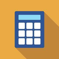 Calculator flat icon with long shadow. Simple Math icon pictogram vector illustration. School subject, calculation, operations, Math concept. Logo design