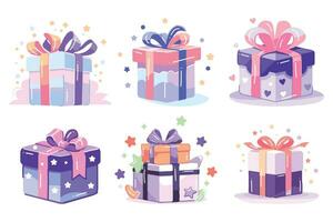 Hand Drawn Set of christmas gift box in flat style vector