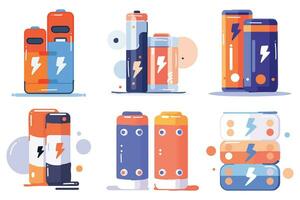 Hand Drawn electric storage battery in flat style vector