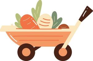 Hand Drawn Cart with vegetables in flat style vector