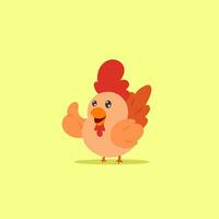 cute chicken giving thumbs cartoon vector