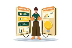 Customer support tailors solutions based on feedback. vector