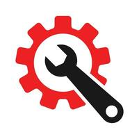 Wrench And Gear Cogwheel Tool Icon Vector In Flat Style, Maintenance And Repair Icons, Screwdriver Vector, System Setup Tools, Configuration Sign, Technical And Mechanical Design Elements