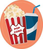 Popcorn and soda, popcorn icon, vector illustration, cinema set