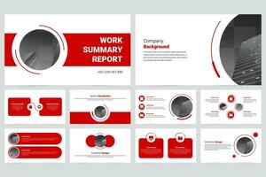 Red modern marketing company slide presentation template vector