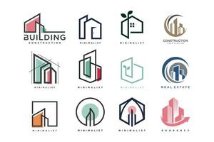 Set of bundle Building logo design element with creative modern concept vector