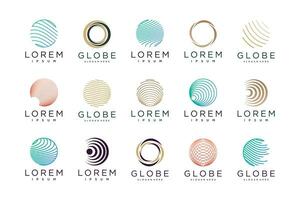 Set of bundle globe logo design element with creative modern concept vector