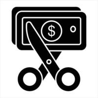 dinero pérdida glifo icono diseño estilo vector