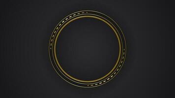 black luxury abstract background with circle line and golden elegant texture backdrop vector. wavy metallic dark light element illustration graphic gold art decoration premium shape. vector