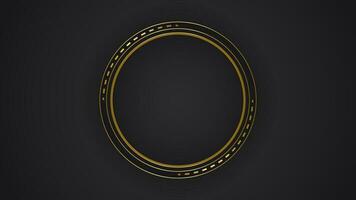 black luxury abstract background with circle line and golden elegant texture backdrop vector. wavy metallic dark light element illustration graphic gold art decoration premium shape. vector