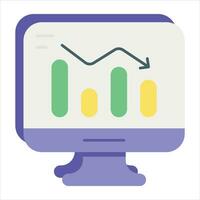 graph decrease flat icon design style vector