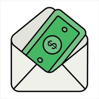 cash envelope color outline icon design style vector