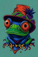 A detailed illustration of a Frog for a t-shirt design, wallpaper and fashion photo