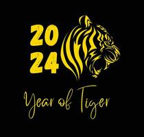 un amarillo Tigre cabeza con números y texto vector