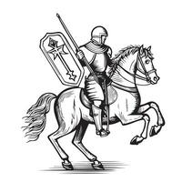 Knight hand drawn sketch in doodle style Vector illustration