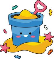 sand bucket Cute Sticker Icons vector