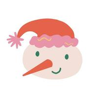 Cute snowman character. Merry Christmas and New Year concept. Colorful hand drawn vector isolated clipart