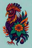 A detailed illustration of a Chicken for a t-shirt design, wallpaper and fashion photo